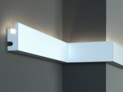 Profil pentru banda LED din polistiren extrudat acoperit cu rasina minerala KD301 - 9x4x115 cm
