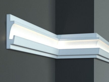 Profil pentru banda LED din polistiren extrudat acoperit cu rasina minerala KD401 - 12.5x3.5x115 cm